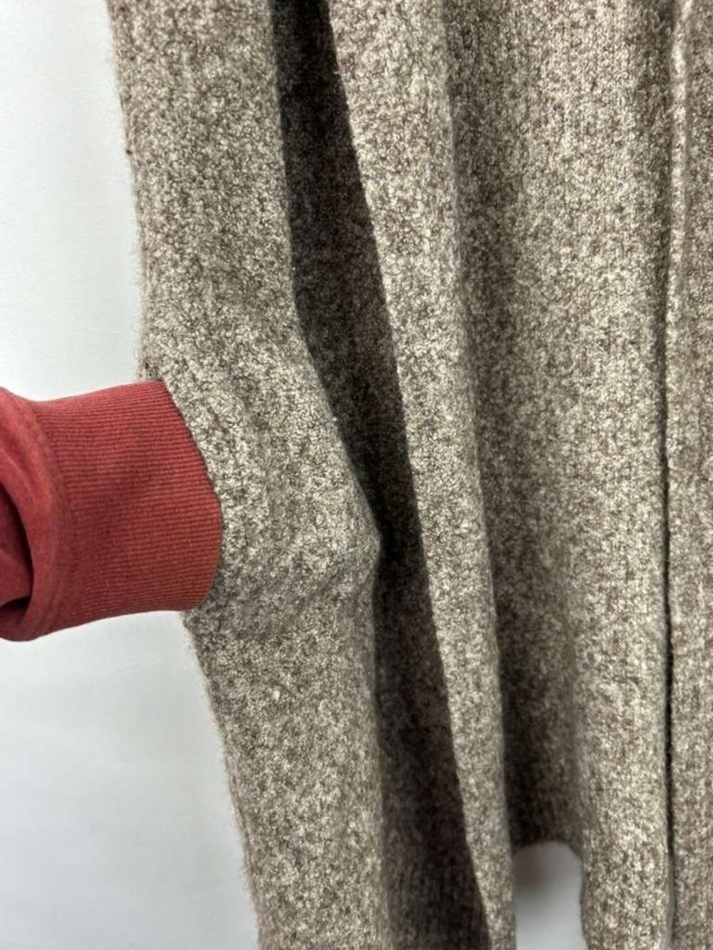Athleta Women's Size S/M Sleeveless Merino Wool Blend Brown Cardigan Ribbed Hem - Picture 14 of 14